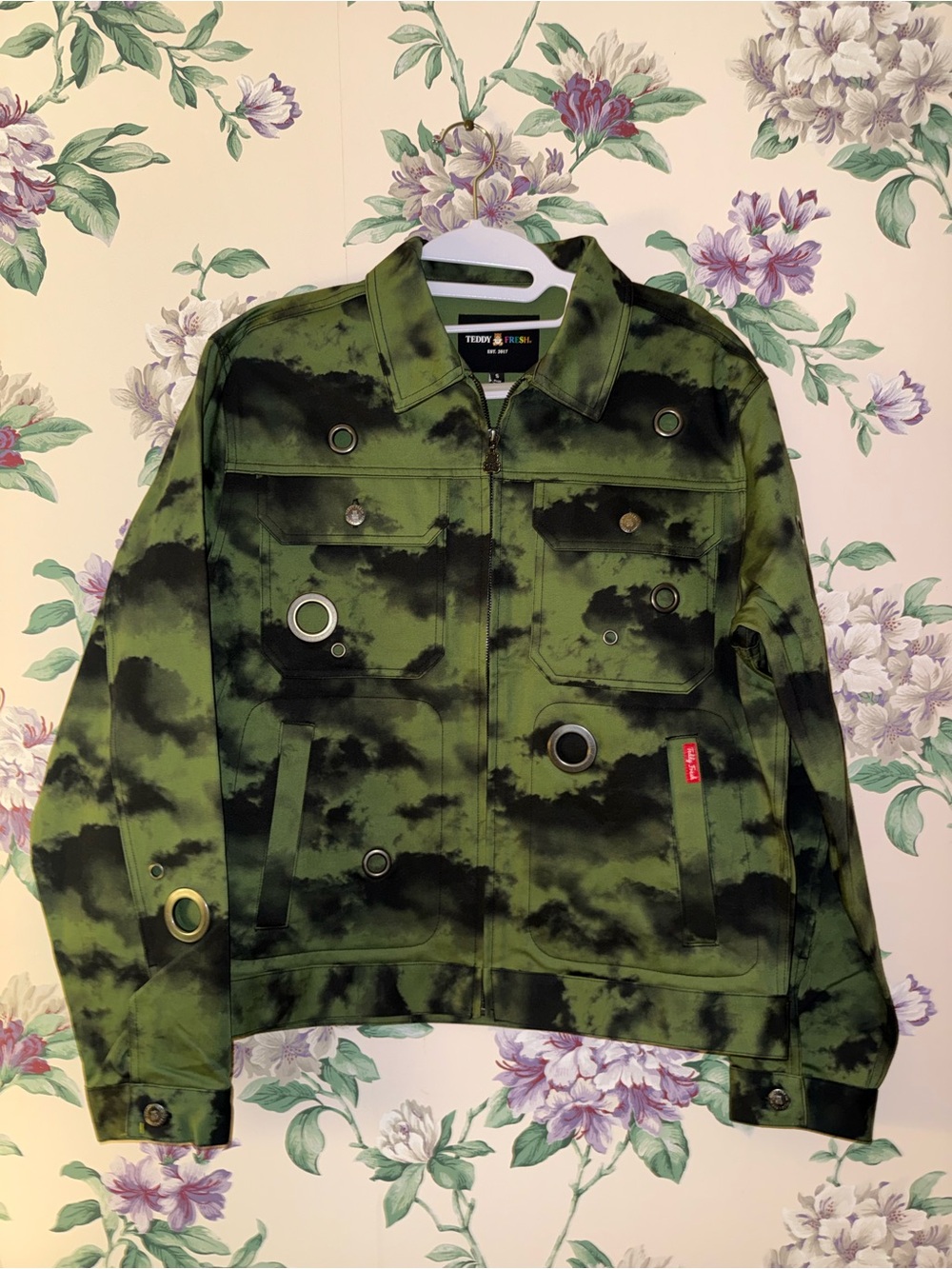 Teddy Fresh Green & Black Tie-Dye Military Utility Jacket